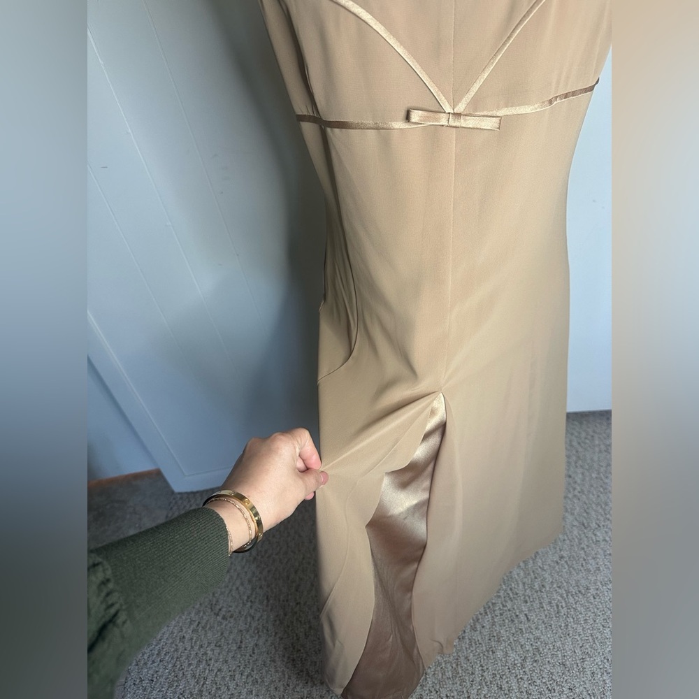 Annex vintage  Tan Sleeveless Dress with Bow size 8 NWT - Picture 4 of 10